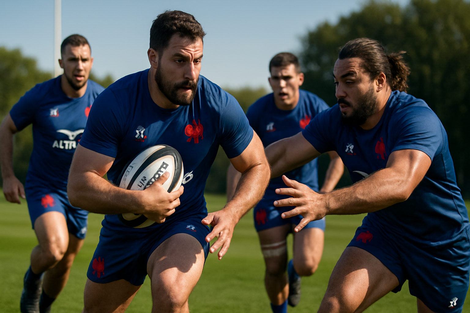 Quinze de france de rugby masculin à l'entrainement